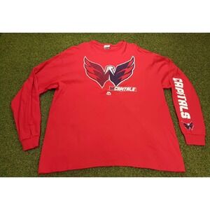 Majestic‎ Washington Capitals Ice Hockey Team Shirt Mens 2XL Red Graphic Print